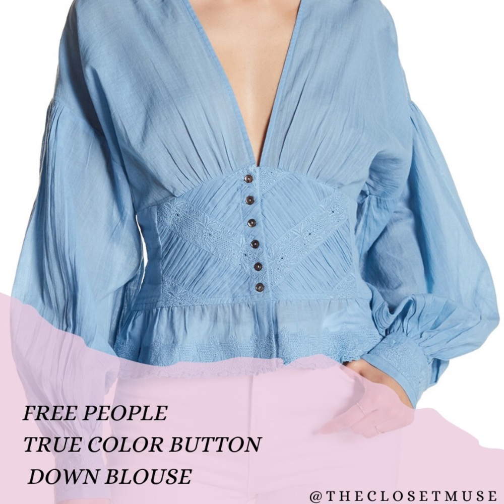 Free People True Button Down Blouse Size Small